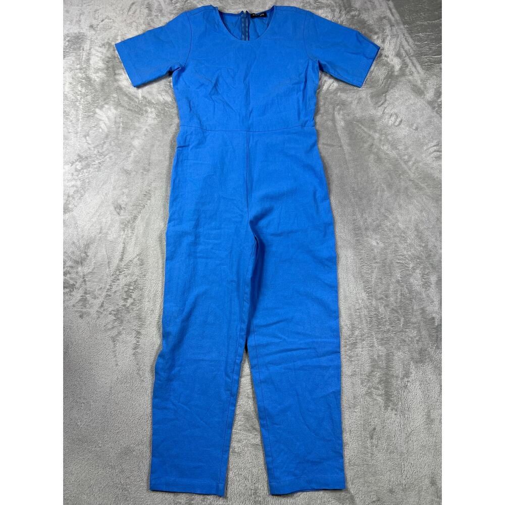 Ilana Kohn Blue Cotton Jumpsuit Romper Size 4 Small Short Sleeve Minimalist USA - Picture 5 of 11